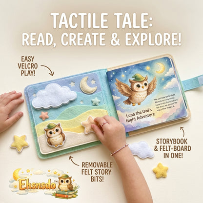 Ehsnsdo™ Tactile Tale Felt Storybook for Toddlers, Interactive Montessori Busy Book with Removable Velcro Story Pieces, Soft Sensory Quiet Book, Preschool Learning Toy for Reading, Storytelling, Fine Motor Skills & Creative Play