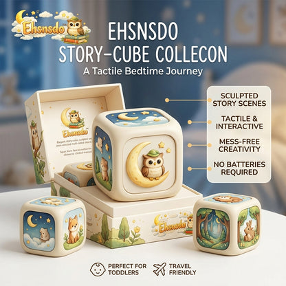 Ehsnsdo™ Story Cube Collection for Toddlers, Tactile Bedtime Story Dice with Sculpted Animal Scenes, No-Battery Sensory Learning Toy, Mess-Free Creative Play Cube for Nursery, Travel & Quiet Time